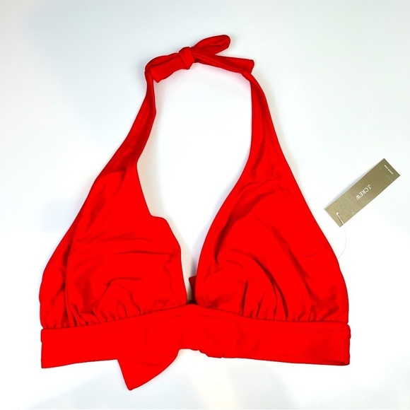 DD halter tie-back bikini top with mesh red - Picture 1 of 5